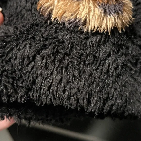 4/ $20 Suzanne Betro Black Sherpa 1/4 Zip Pullover with Leopard Trim - Picture 6 of 6